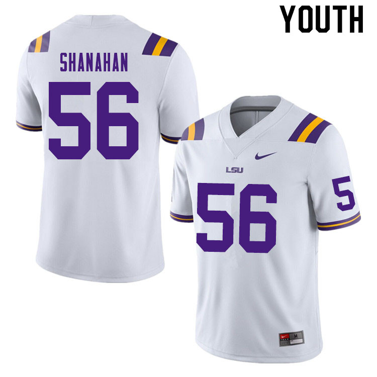 Youth #56 Liam Shanahan LSU Tigers College Football Jerseys Sale-White - Click Image to Close